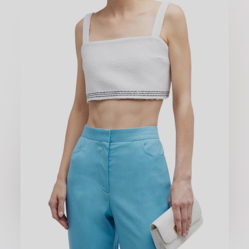 RECTO - New With Tags - Cropped White Textured and Frayed “Tara” Top